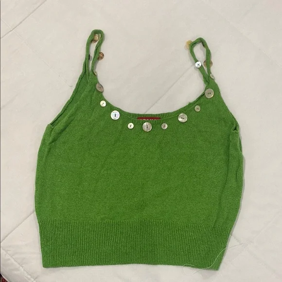 STAUD,Green Sleeveless Top with Button Accents USED - Picture 1 of 8